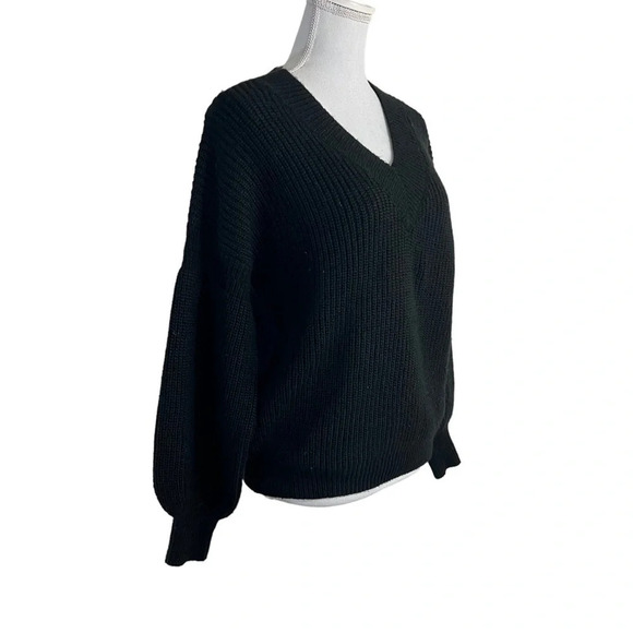 ASOS Design Black V Neck Sweater Size 2 Long Sleeves Knit Pullover Fall Winter - Picture 2 of 7